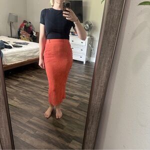 VINTAGE Sharon Young Gingham Crinkle Stretch Midi Skirt